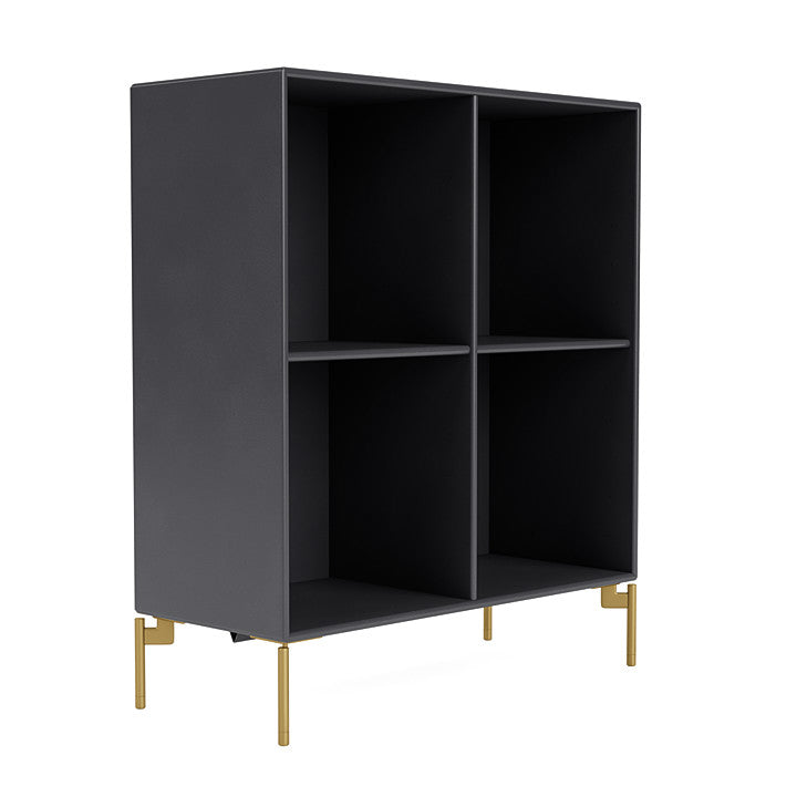 Montana Show Bookcase With Legs, Carbon Black/Brass