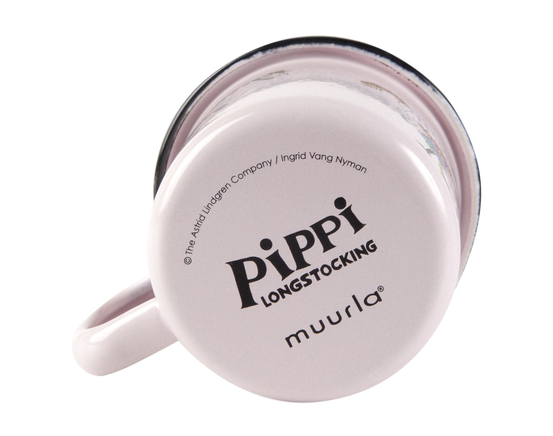 Muurla Pippi Long Stocking搪瓷杯，皮皮和马，粉红色