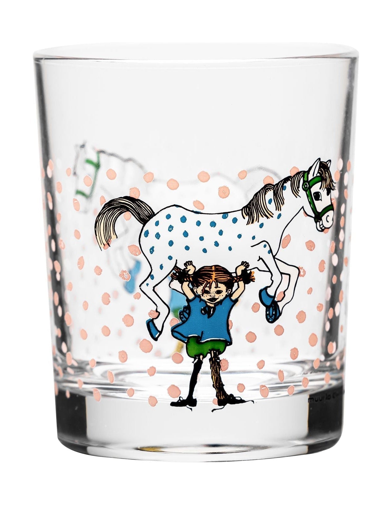 Muurla Pippi Longstocking Drinking Glass, Pippi og hesten