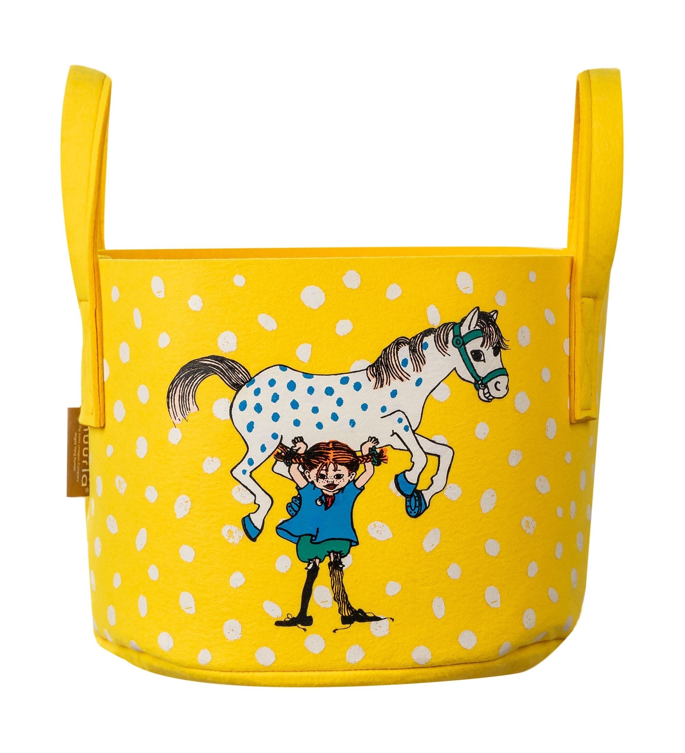 Muurla Pippi Longstocking Storage Basket, Pippi og The Horse, Yellow