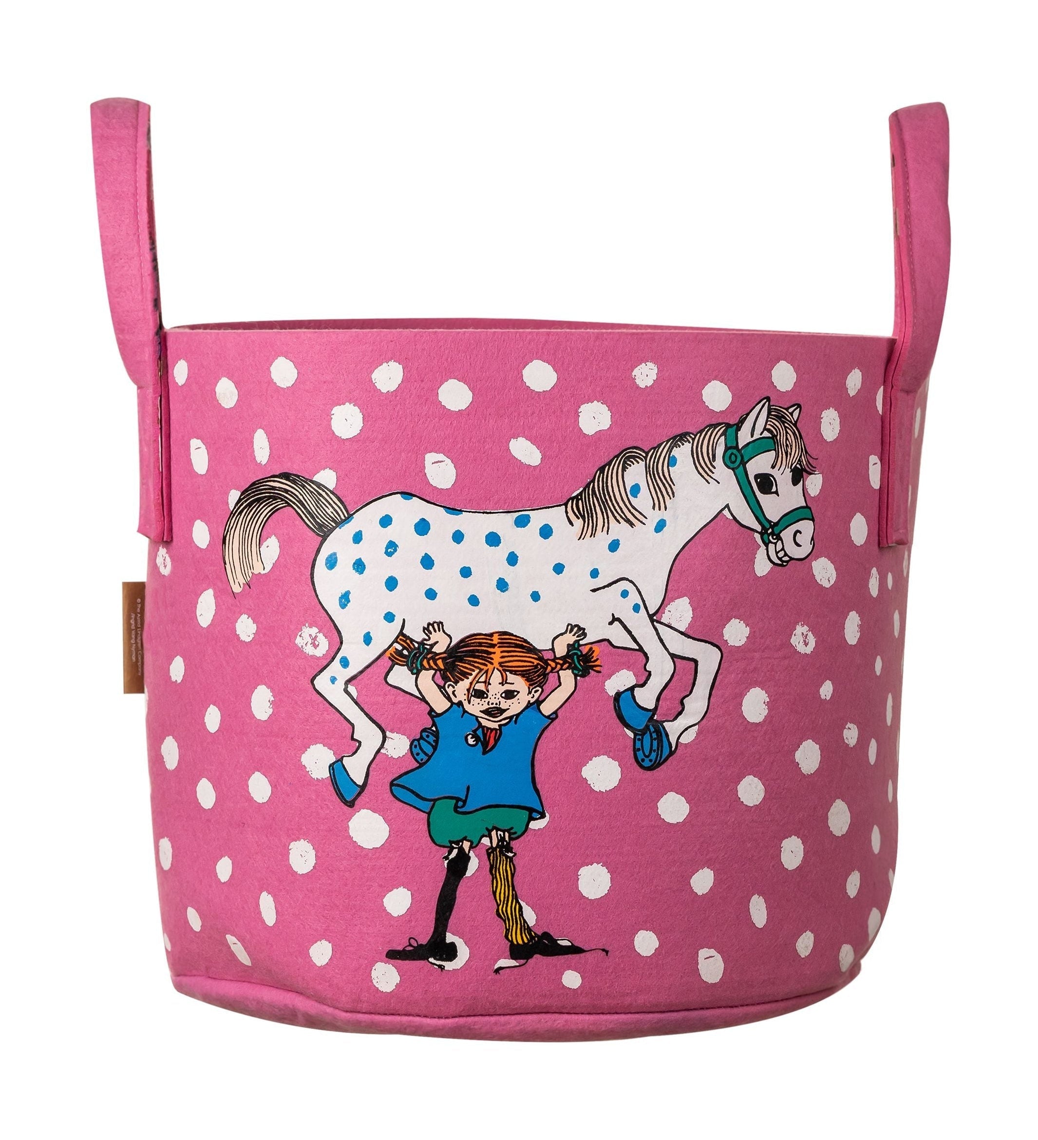 Muurla Pippi Longstocking Storage Basket, Pippi og The Horse, Pink