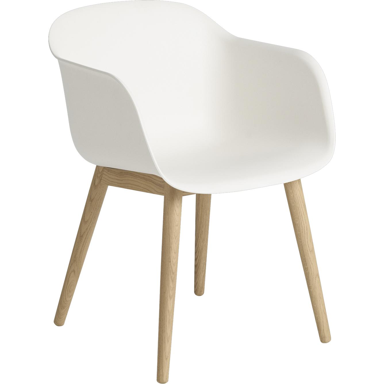 Muuto纤维扶手椅木基座，纤维座椅，白色/橡木