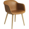 Muuto Fiber Armchair Wood Base, Leather Seat, Oak Cognac Leather