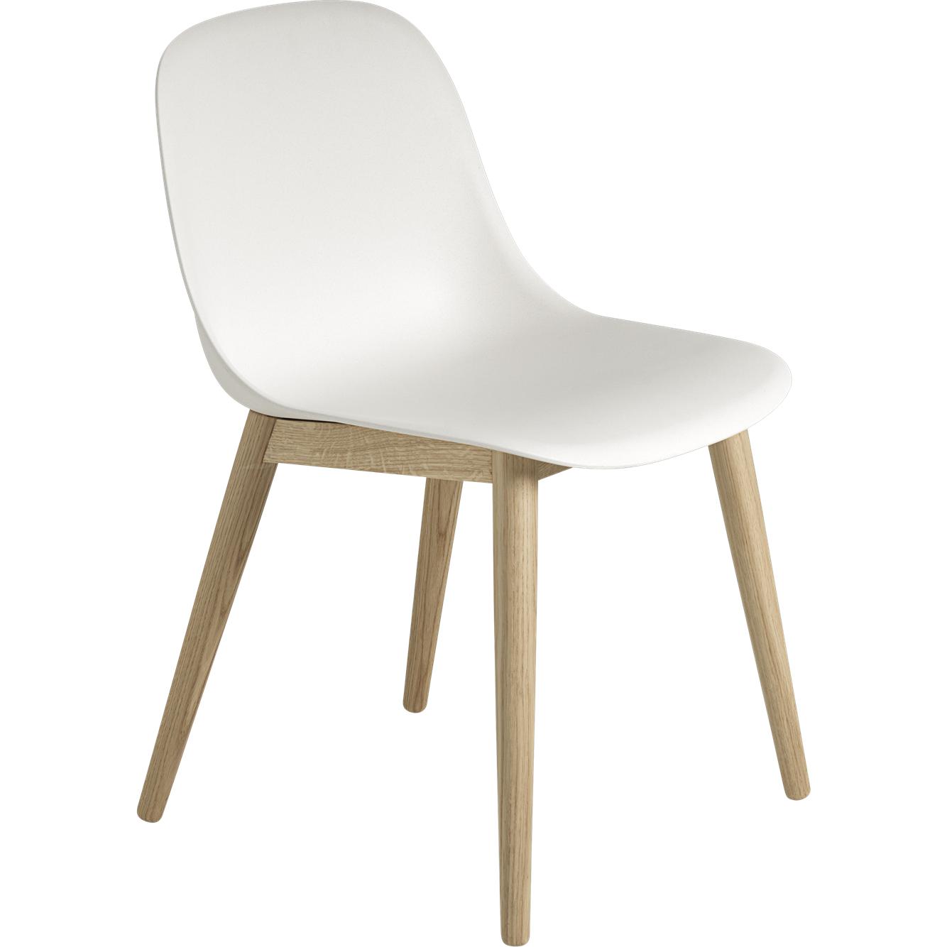 Muuto Vezelzijde stoel houten benen, vezelstoel, wit/eiken