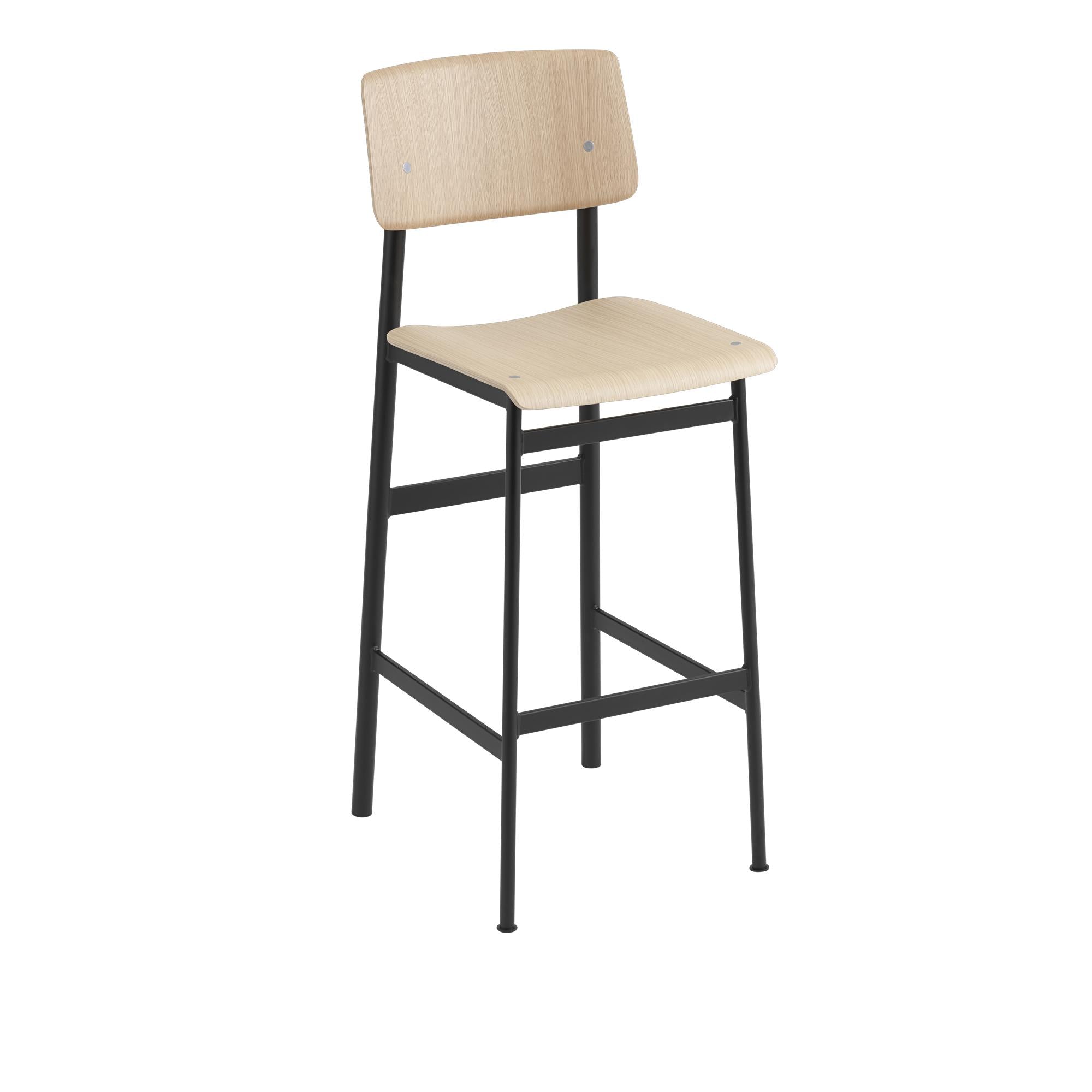 Muuto Chaise de bar loft, h 75 cm, noir / chêne