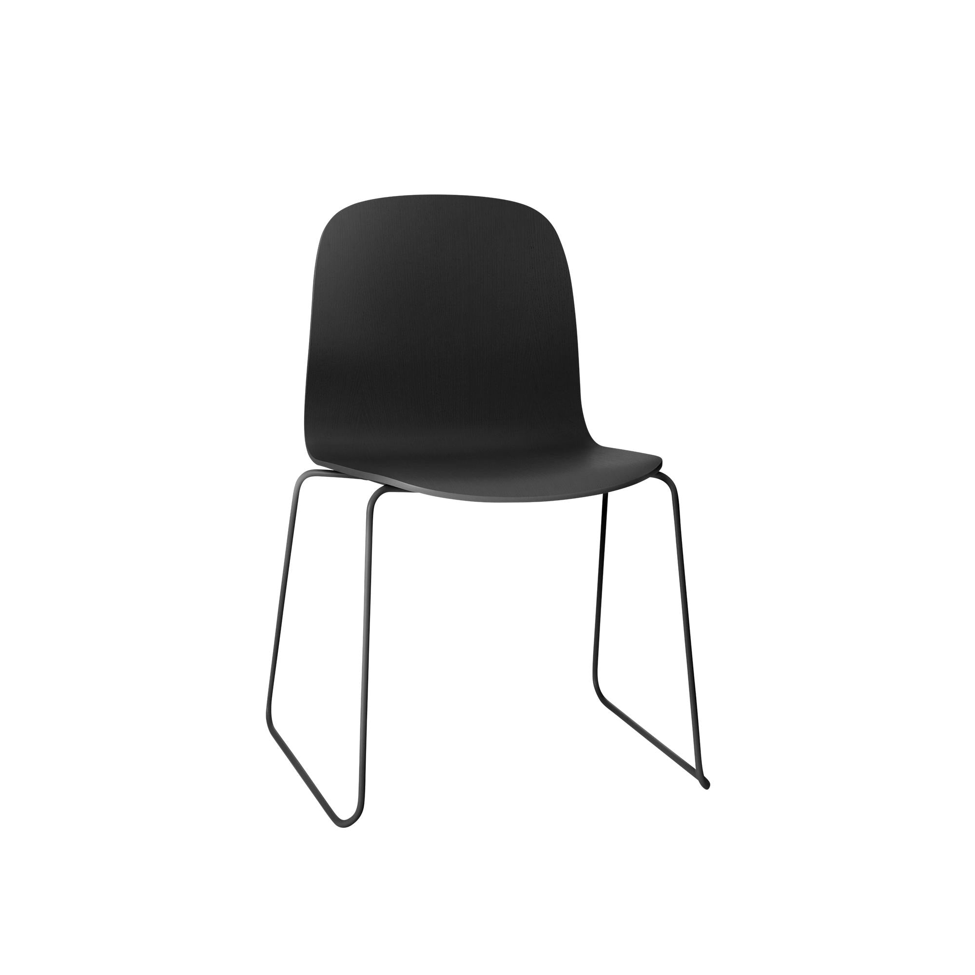 Muuto Visu stoel sleeënbasis, houten stoel, zwart