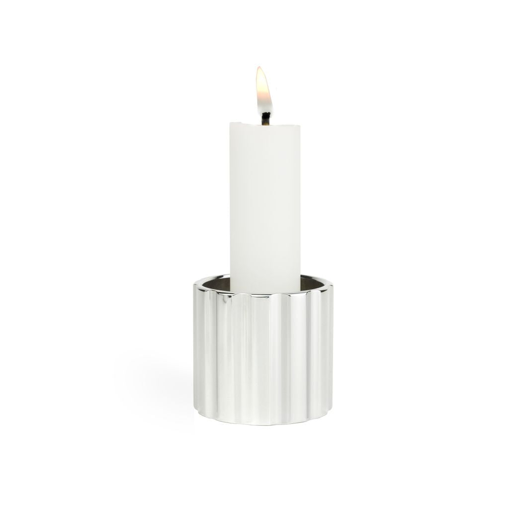 Novoform Design Doppelter Kerzenständer niedrig, glänzend silber