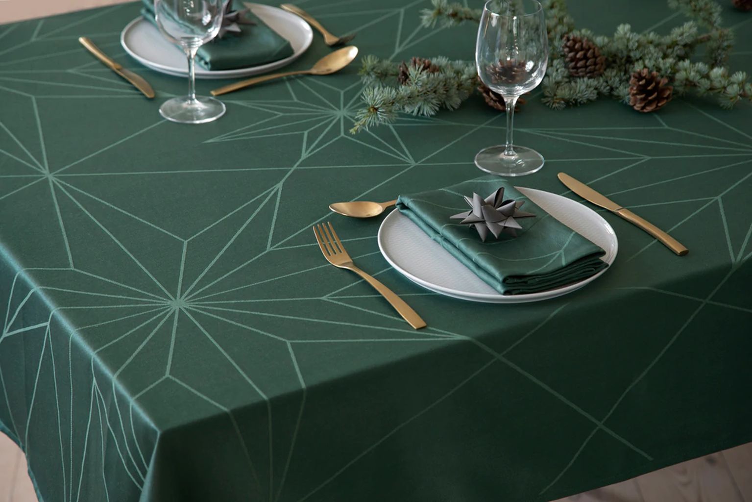 Novoform Design Sterne Tischtuch 220 Cm, Grün