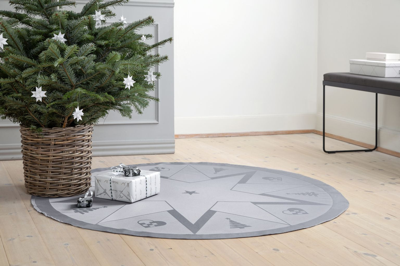 Novoform Design Sterne Weihnachtsteppich, Wintergrau