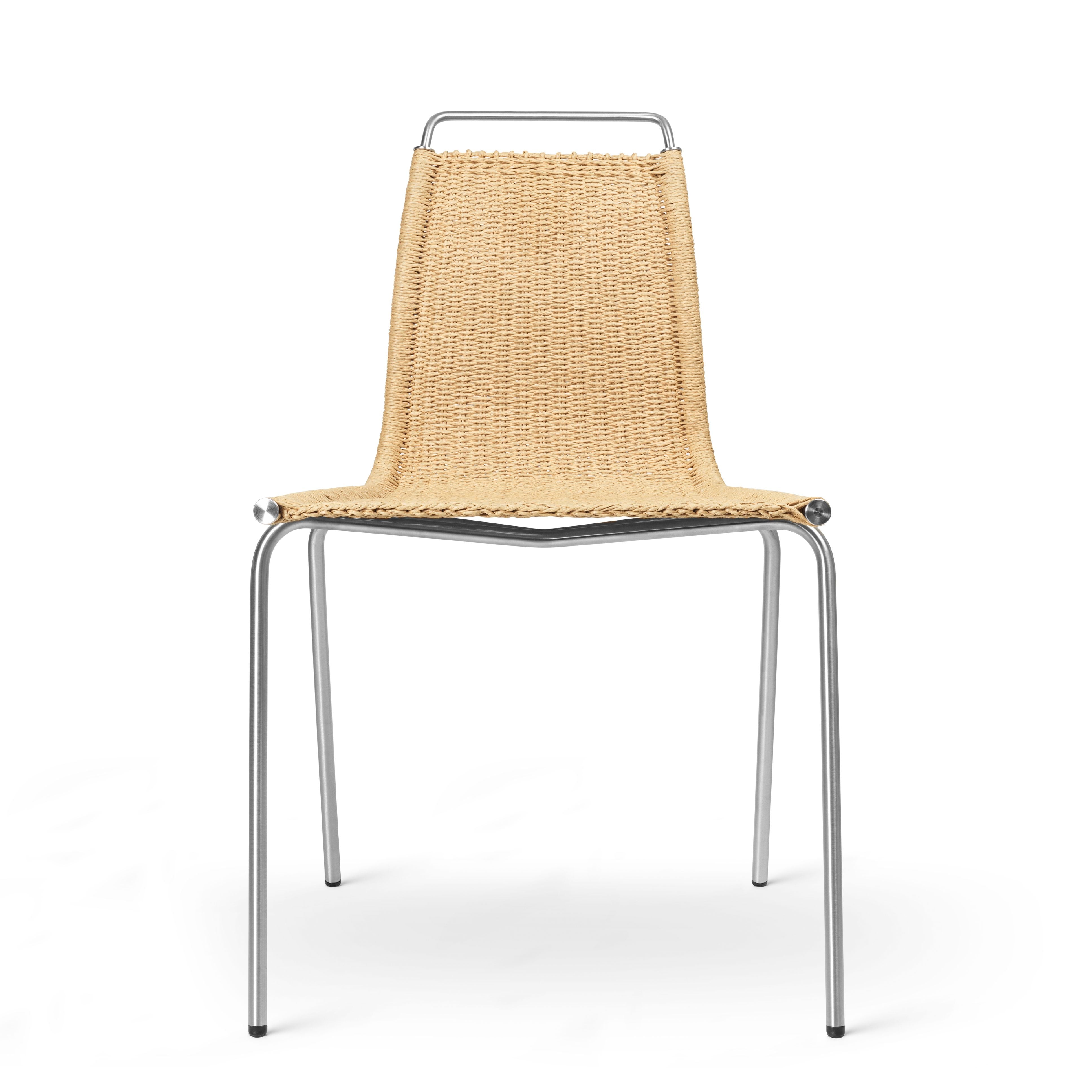 Carl Hansen PK1 -stol, rustfrit børstet stål/naturlig papirledning