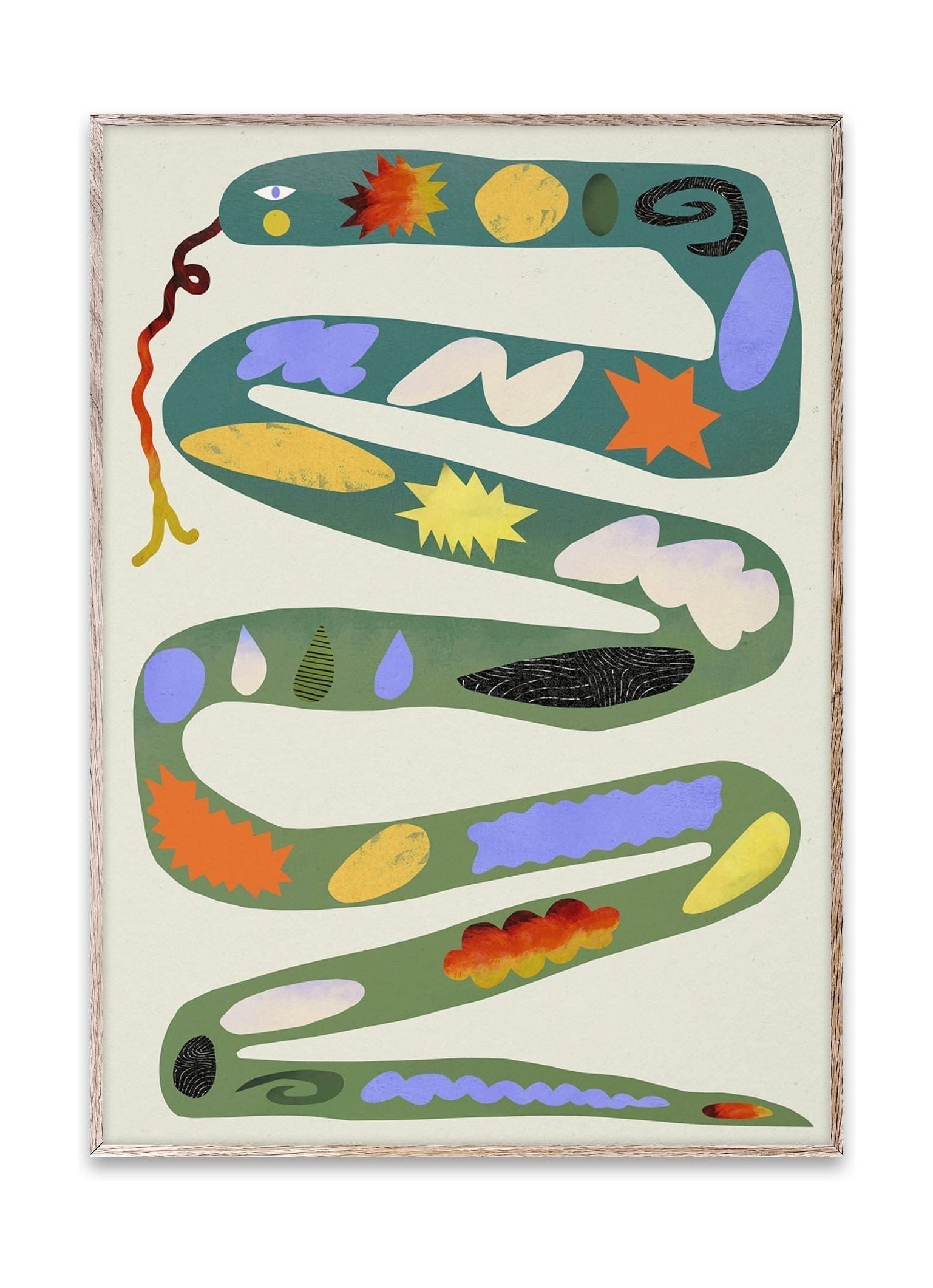 Poster di serpente verde collettivo di carta, 30 x40 cm