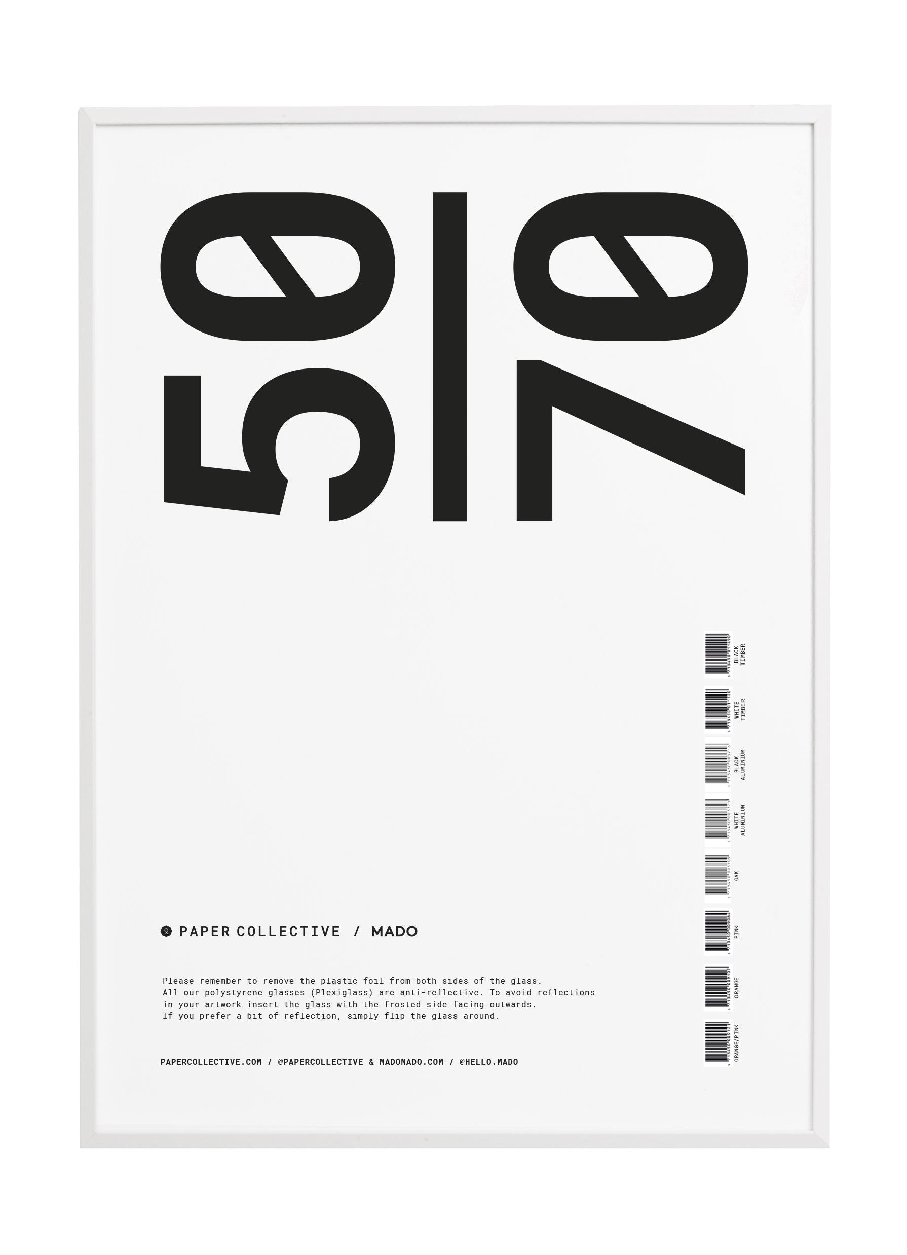 Legno di carta collettiva di carta con vetro acrilico 50x70 cm, bianco
