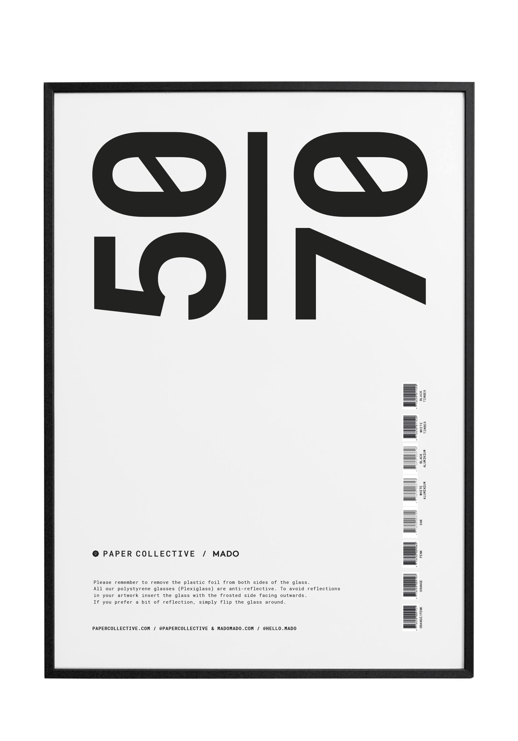 Legno di carta collettiva di carta con vetro acrilico 50x70 cm, nero