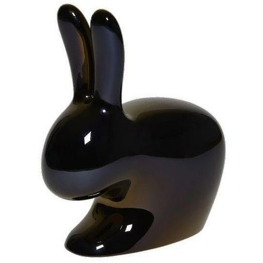 Qeeboo婴儿兔子椅子金属饰面，黑色珍珠
