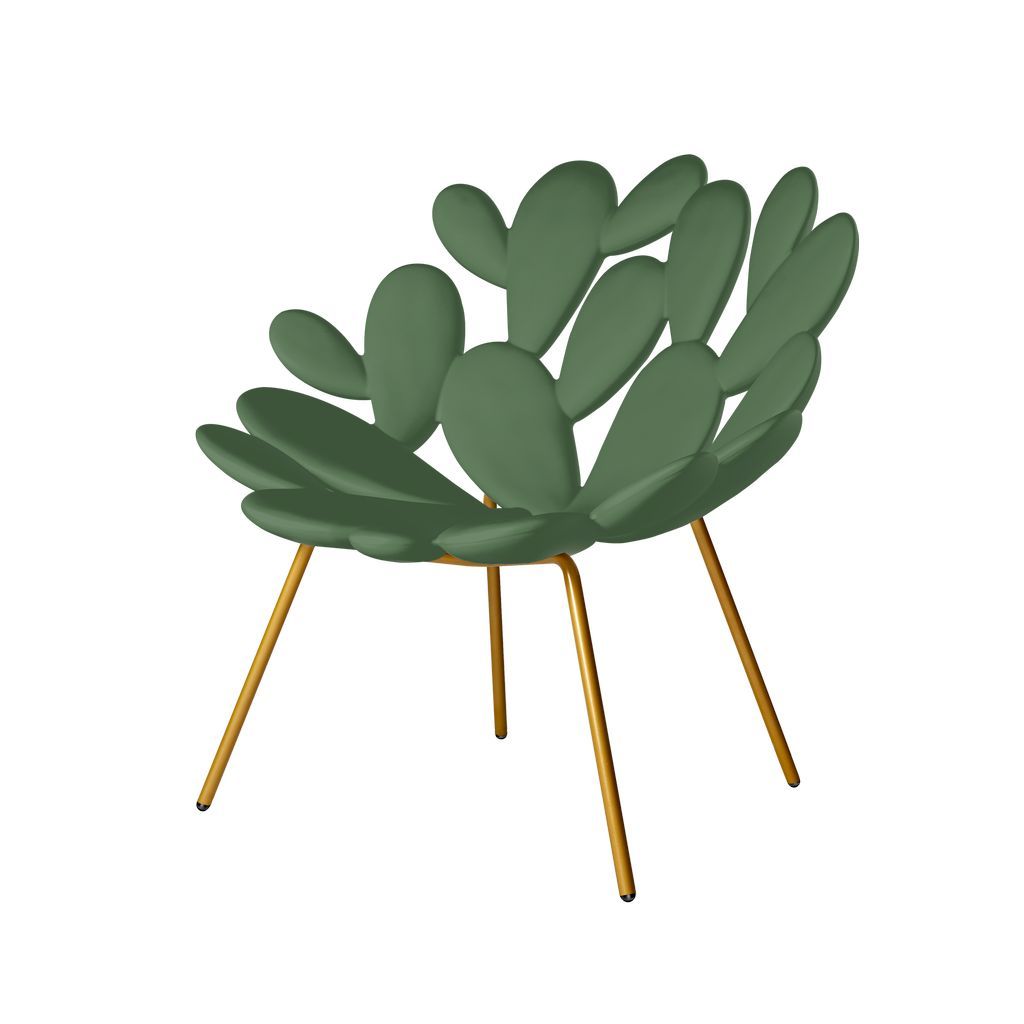 Qeeboo Filicudi -fauteuil door Marcantonio, Balm Green/Brass