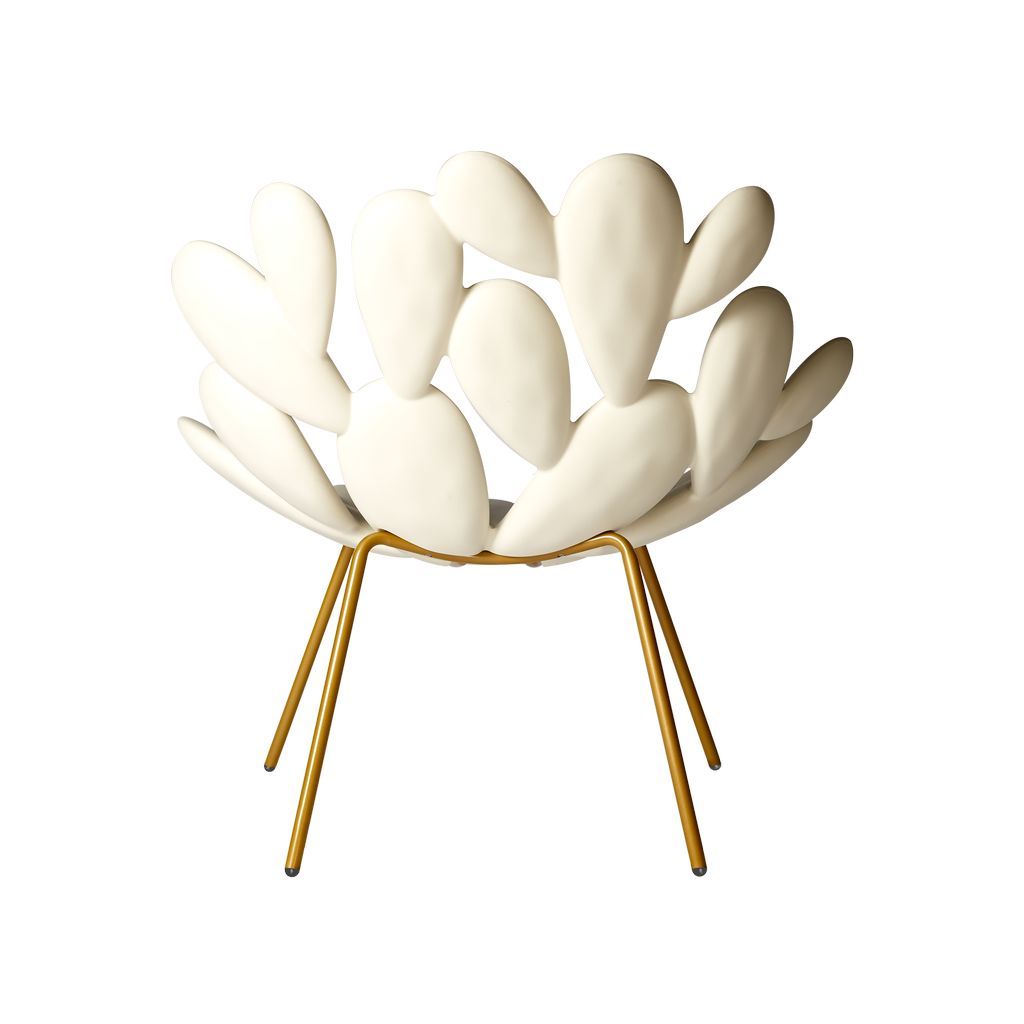 Marcantonio的Qeeboo Filicudi扶手椅，白色/黄铜