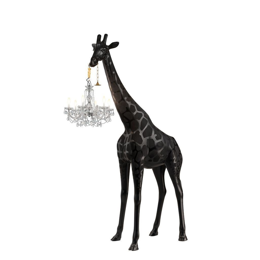 Qeeboo Giraffe in Love Outdoor Floor Lamp H 2.65m, zwart