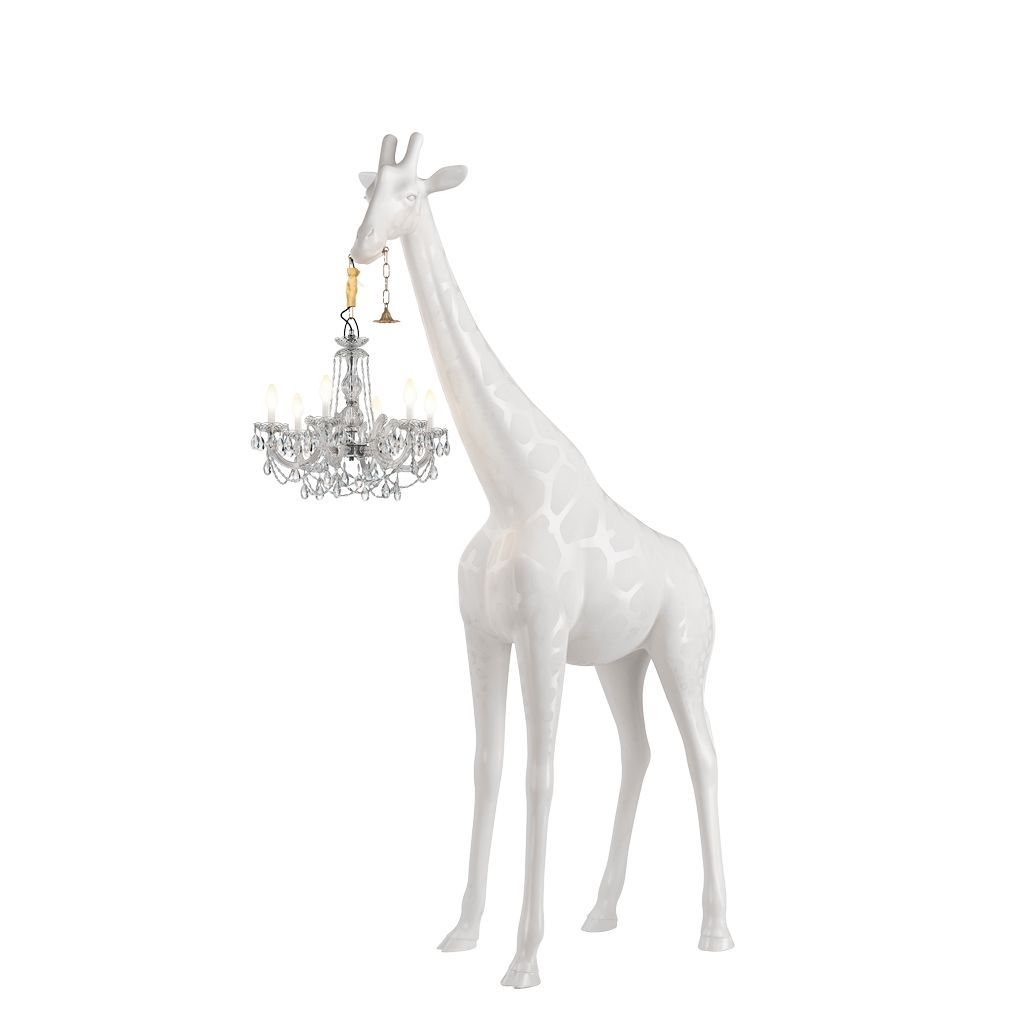 Qeeboo Giraffe In Love Stehleuchte für draußen H 2,65m, Weiß