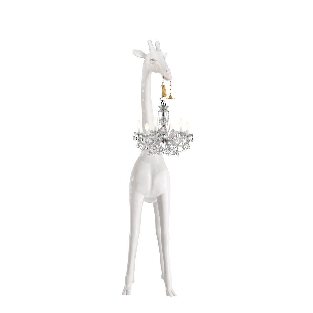 Qeeboo Giraffe In Love Stehleuchte für draußen H 2,65m, Weiß