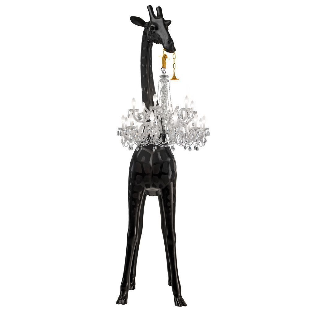 Qeeboo Giraff forelsket udendørs gulvlampe H 4m, sort