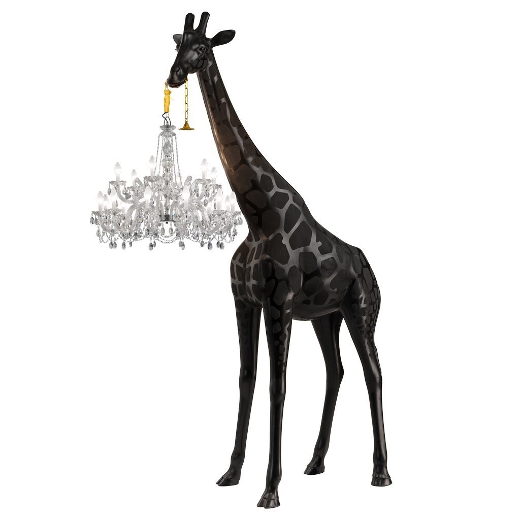 Qeeboo Giraff forelsket udendørs gulvlampe H 4m, sort