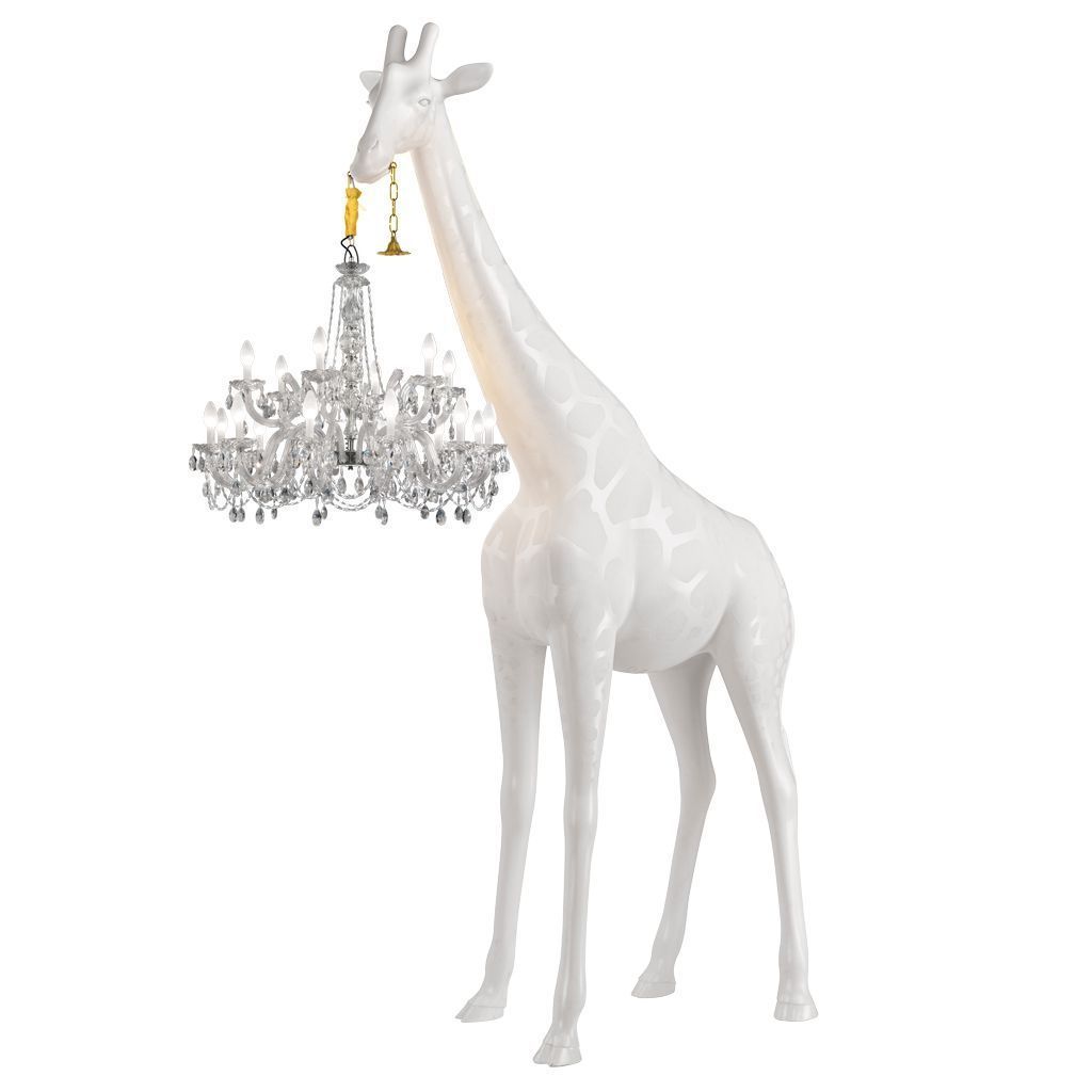 Qeeboo长颈鹿在爱情室外地板灯H 4M，白色