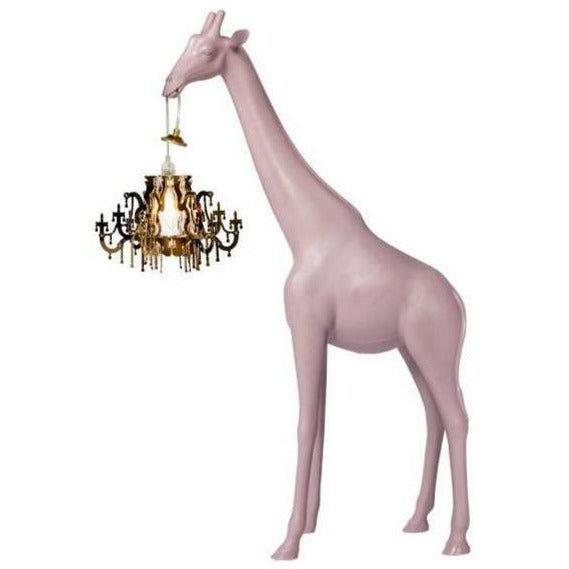 Giraffa qeoboo in amore lampada da pavimento xs h 1m, polverosa rosa