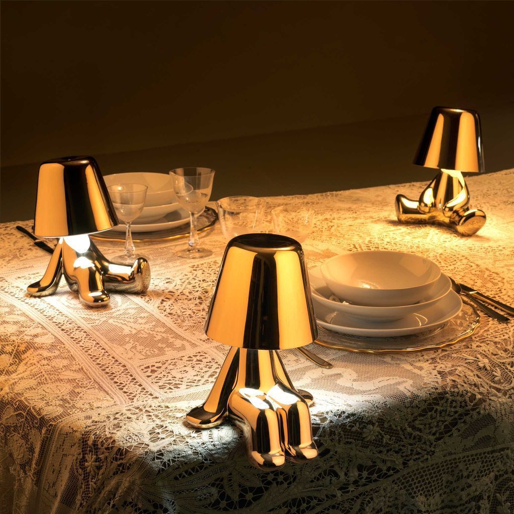 Qeeboo Golden Brothers Lámpara de mesa de Stefano Giovannoni, Sam