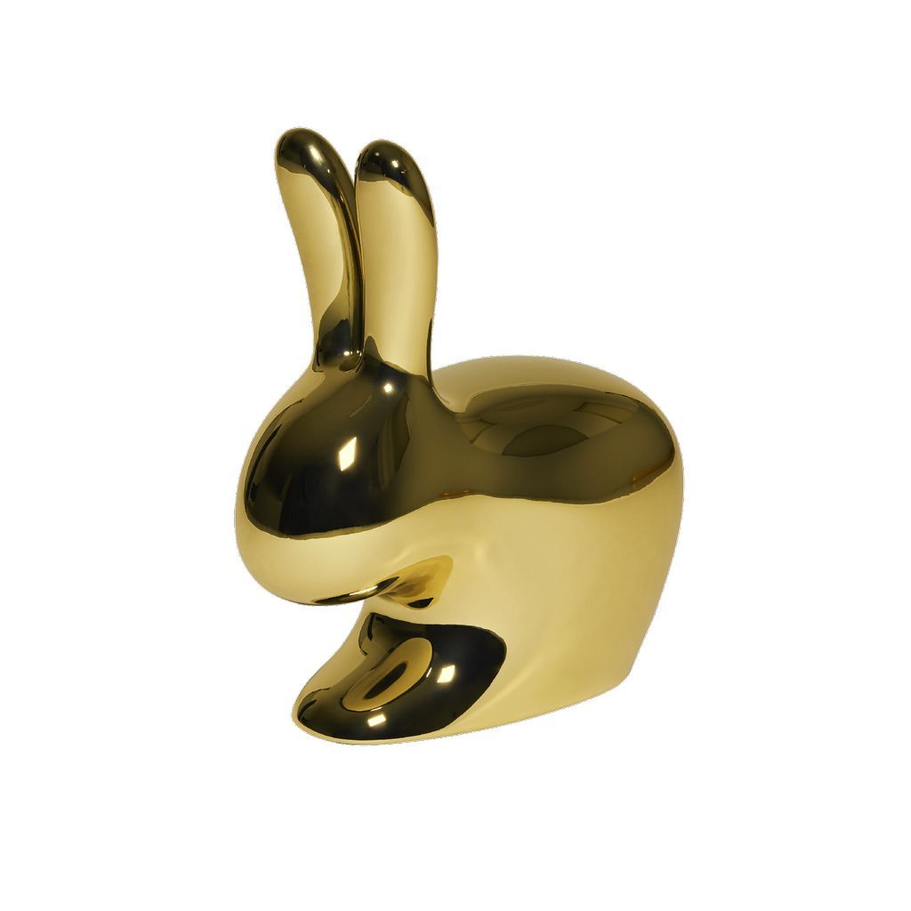 Qeeboo兔子椅子金属饰面，金色