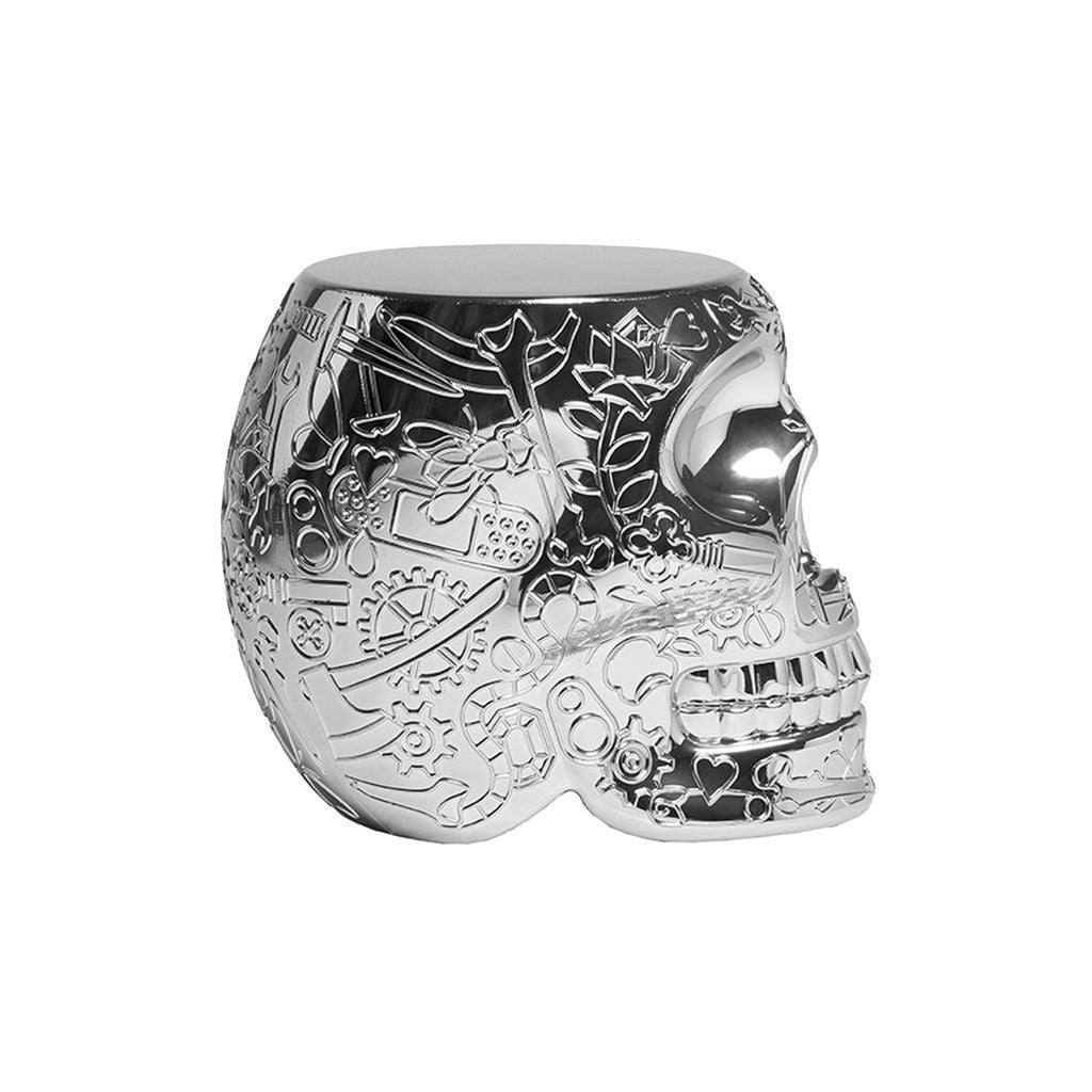 Qeeboo Mexico stoel/bijzettafel metalen afwerking, zilver