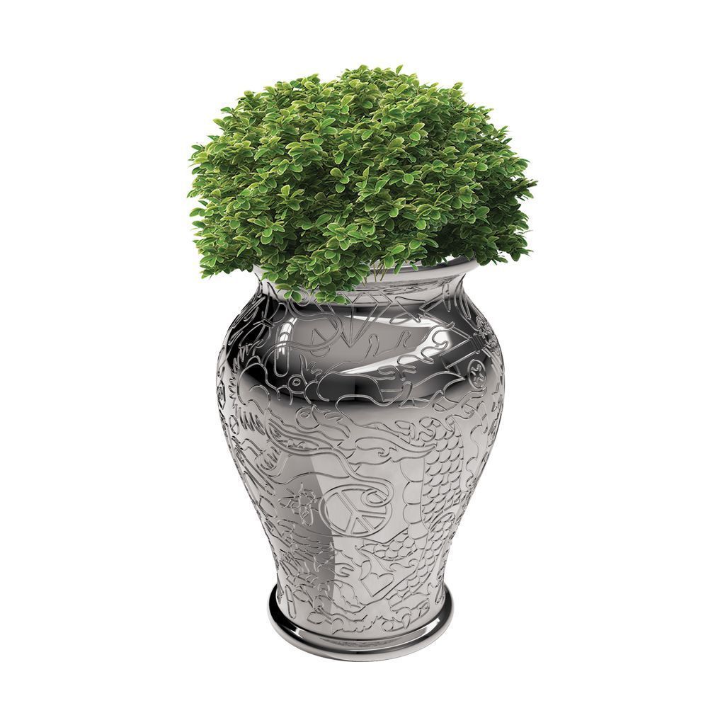 Qeeboo Ming Planter/Champagne Cooler Metal Finish By Studio Job, Silver