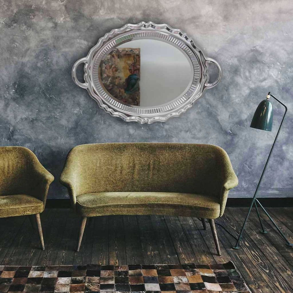 Qeeboo Plateau miroir miroir finition en métal 110x76,5 cm, argent