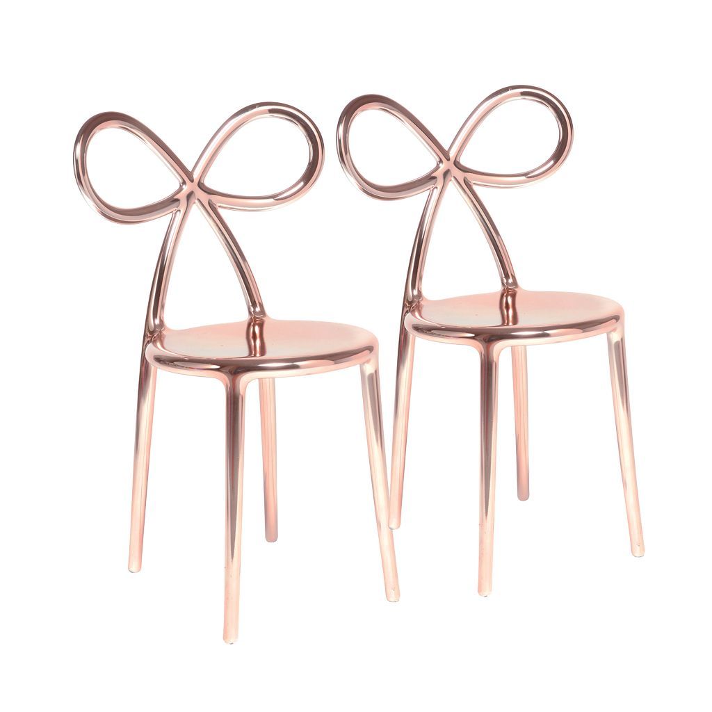 Qeeboo Finition en métal de chaise de ruban par Nika Zupanc Set de 2, or rose