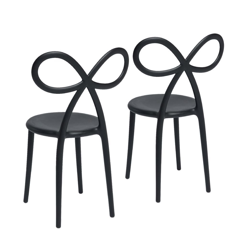 Qeeboo Chaise de ruban par Nika Zupanc Set de 2, noir