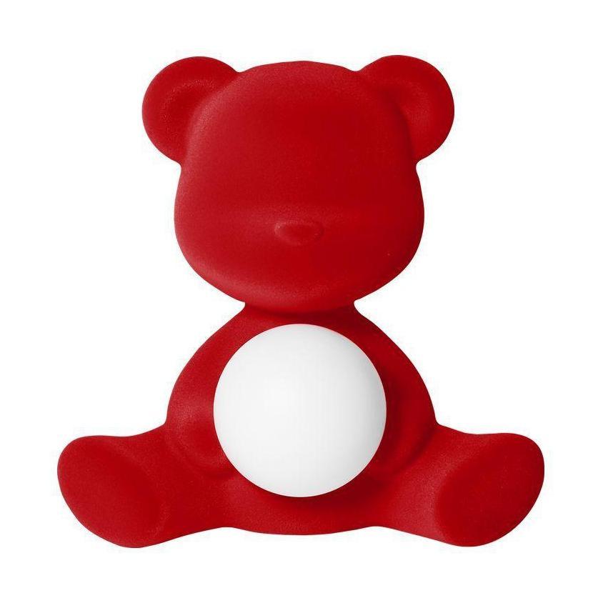 Qeeboo Teddy Girl Led Rechargeable Table Lamp Velvet Finish, Red