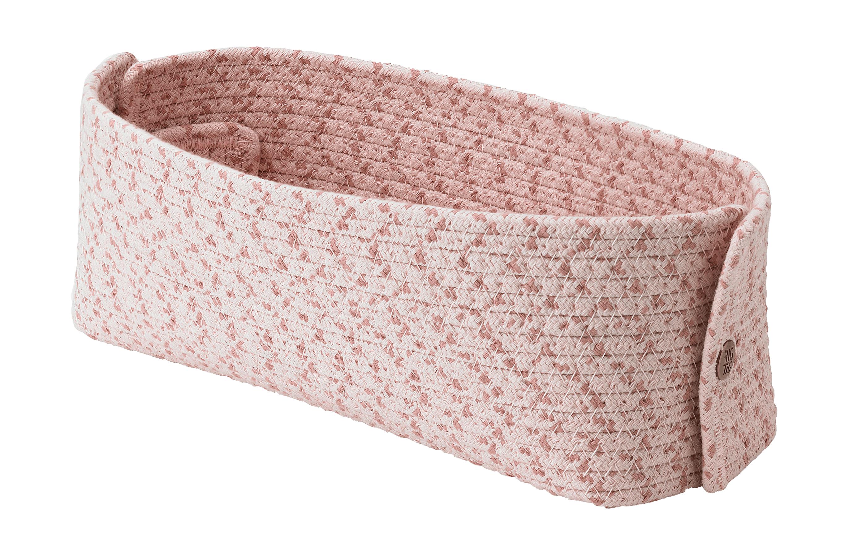 钻机编织面包篮，粉红色
