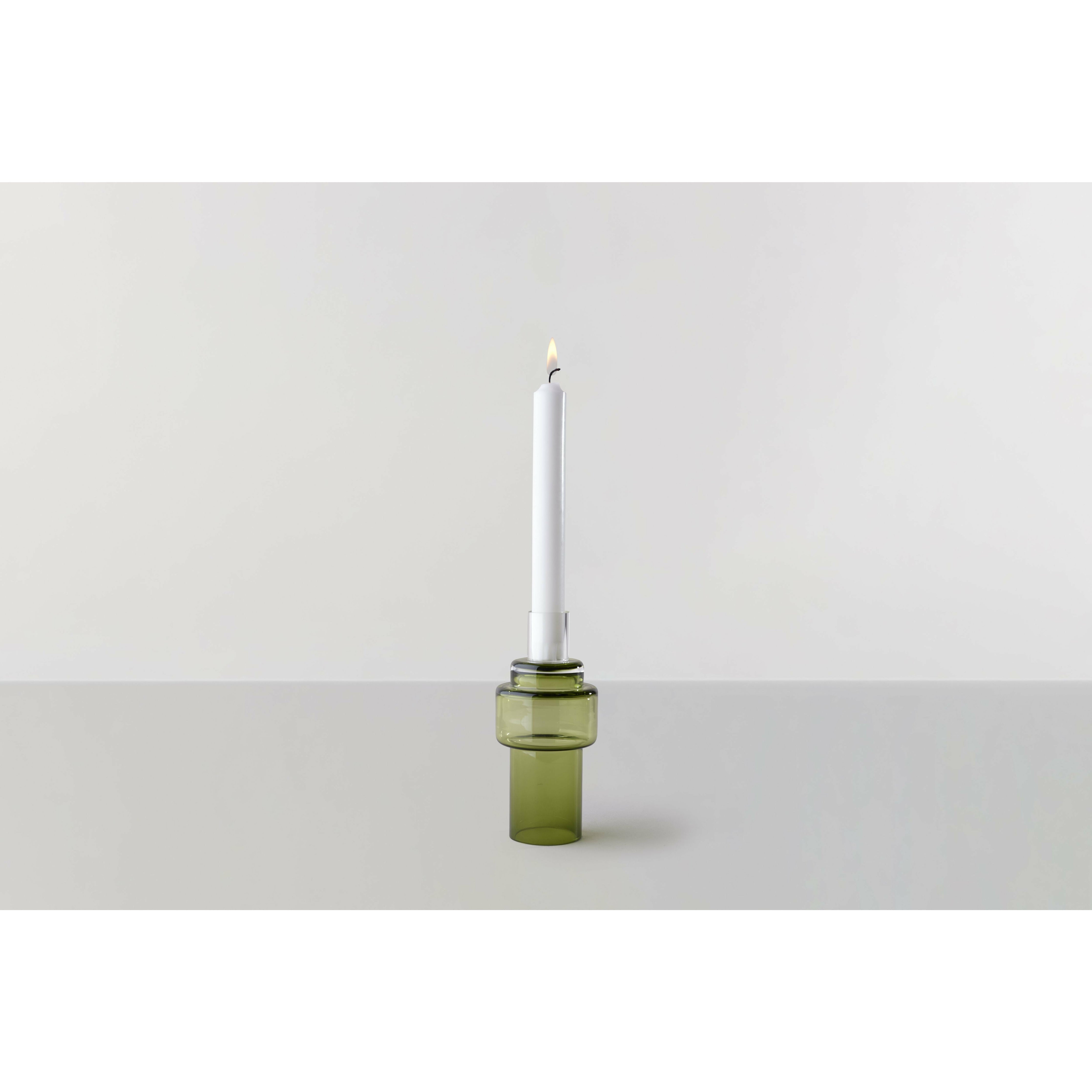 RO Collection No. 55 Glass Candlestick，Moss Green