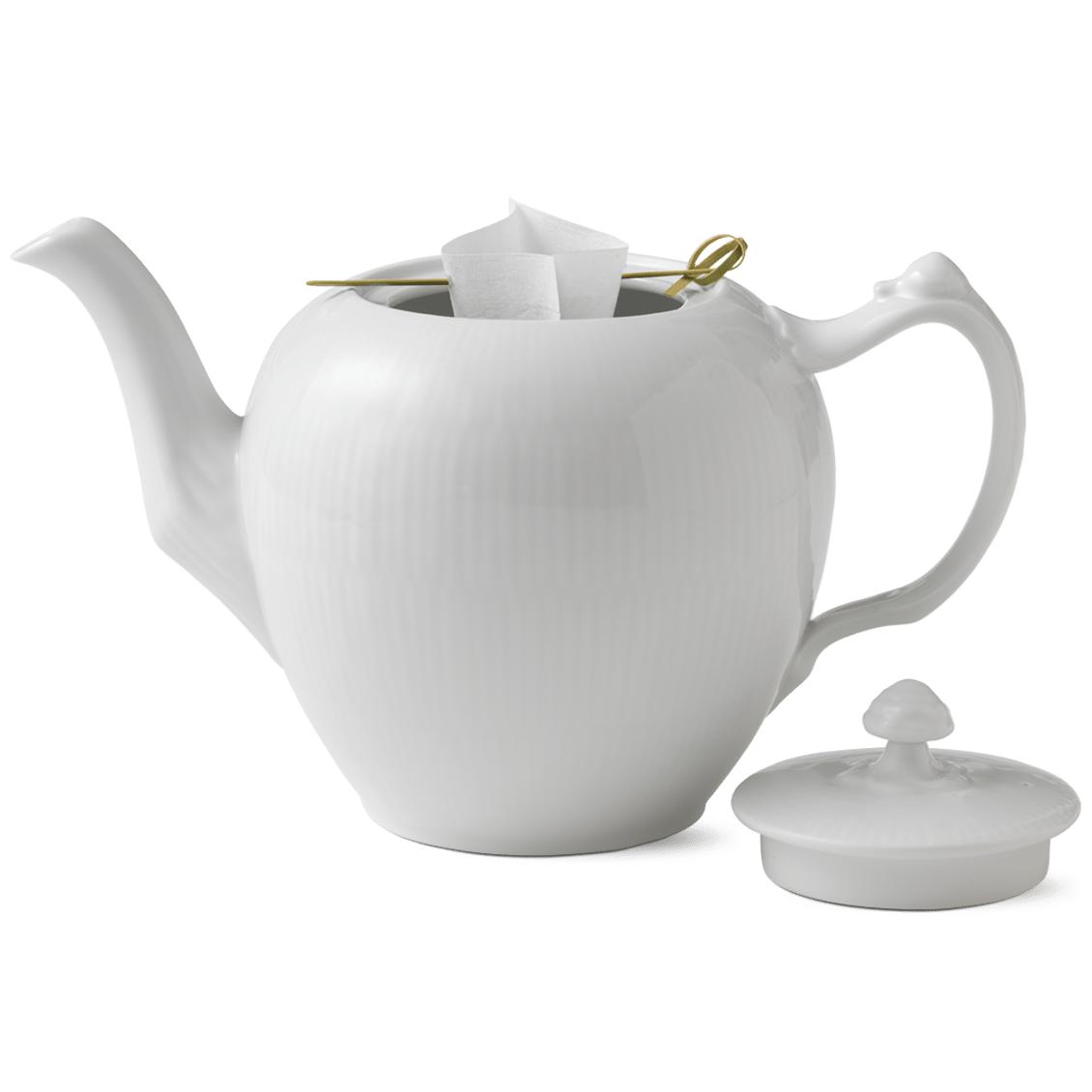 Royal Copenhagen Weiße geriffelte Teekanne, 100Cl