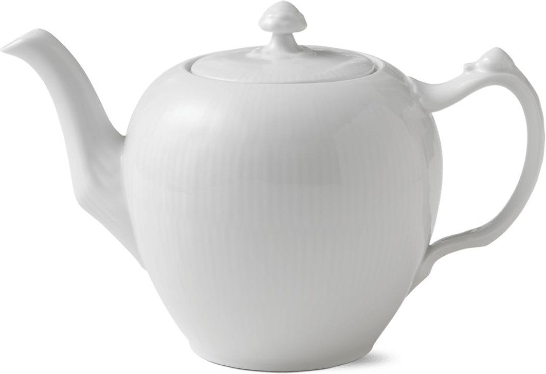 皇家哥本哈根白色凹槽茶壶，100cl