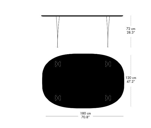 Fritz Hansen Superellipse Dining Table Chrome/White Veneer, 120 X180 Cm