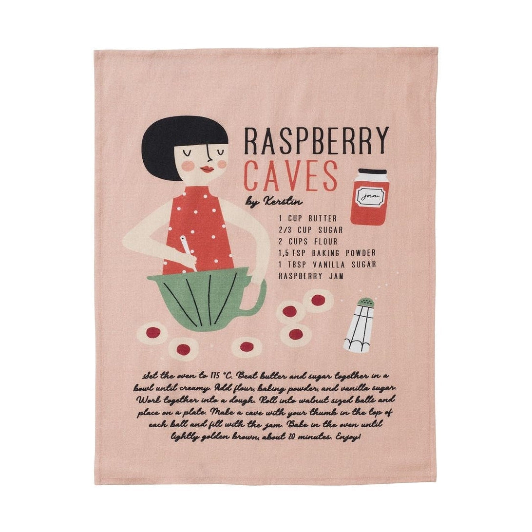 Spira Kompis Tea Towel Kerstin Raspberry Caves, 47x65 Cm