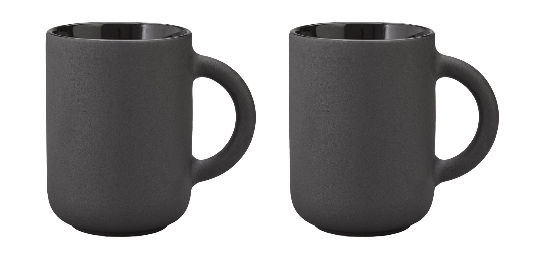 Stelton Theo Mug Set van 2 0,35 L, zwart