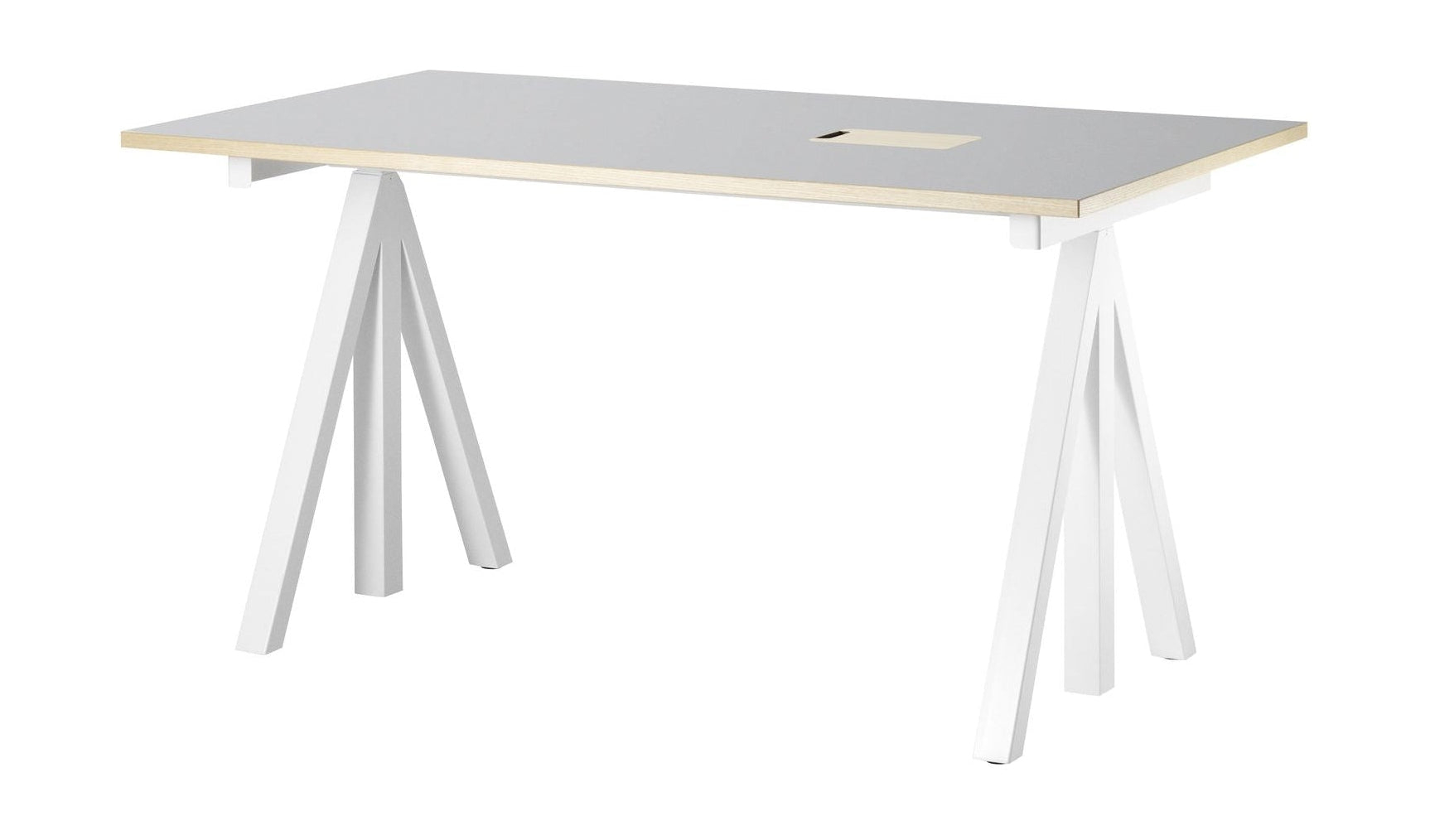 String Furniture Hoogte verstelbare werktabel 78x140 cm, lichtgrijs linoleum