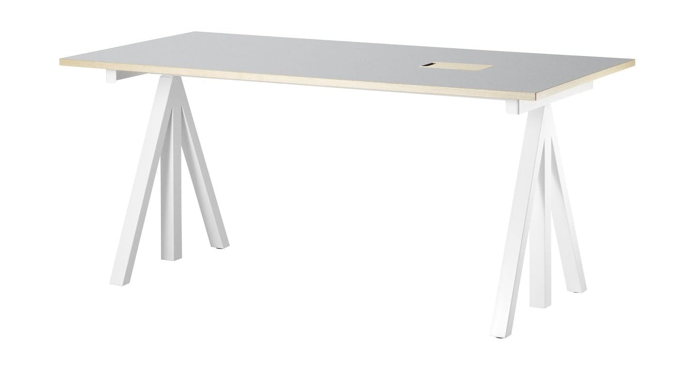 String Furniture Height Adjustable Work Table 78x160 Cm, Light Grey Linoleum