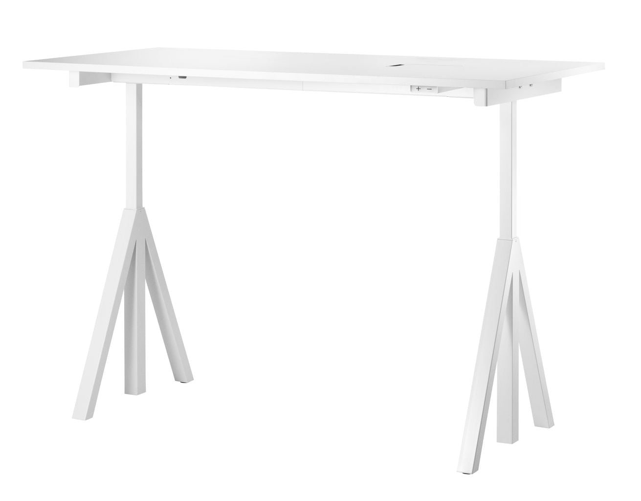 String Furniture Height Adjustable Work Table 78x160 Cm, White Laminate