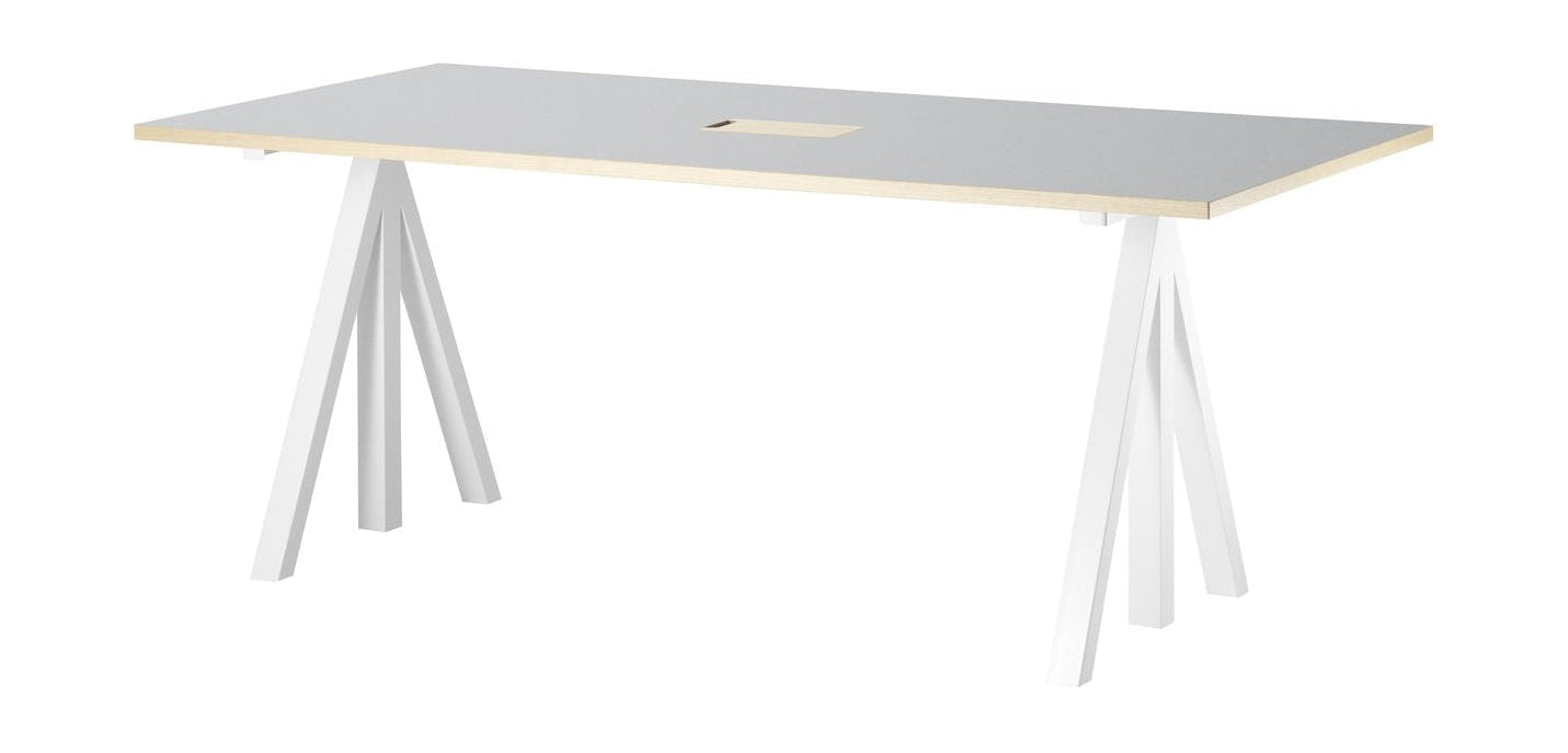 String Furniture Height Adjustable Work Table 90x180 Cm, Light Grey Linoleum