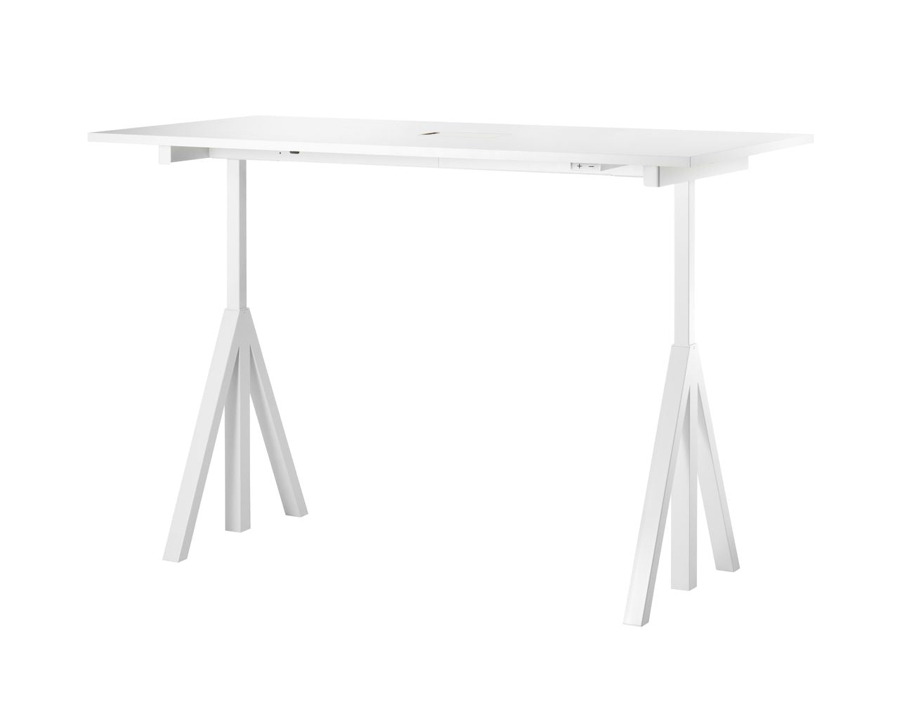String Furniture Height Adjustable Work Table 90x180 Cm, White Laminate