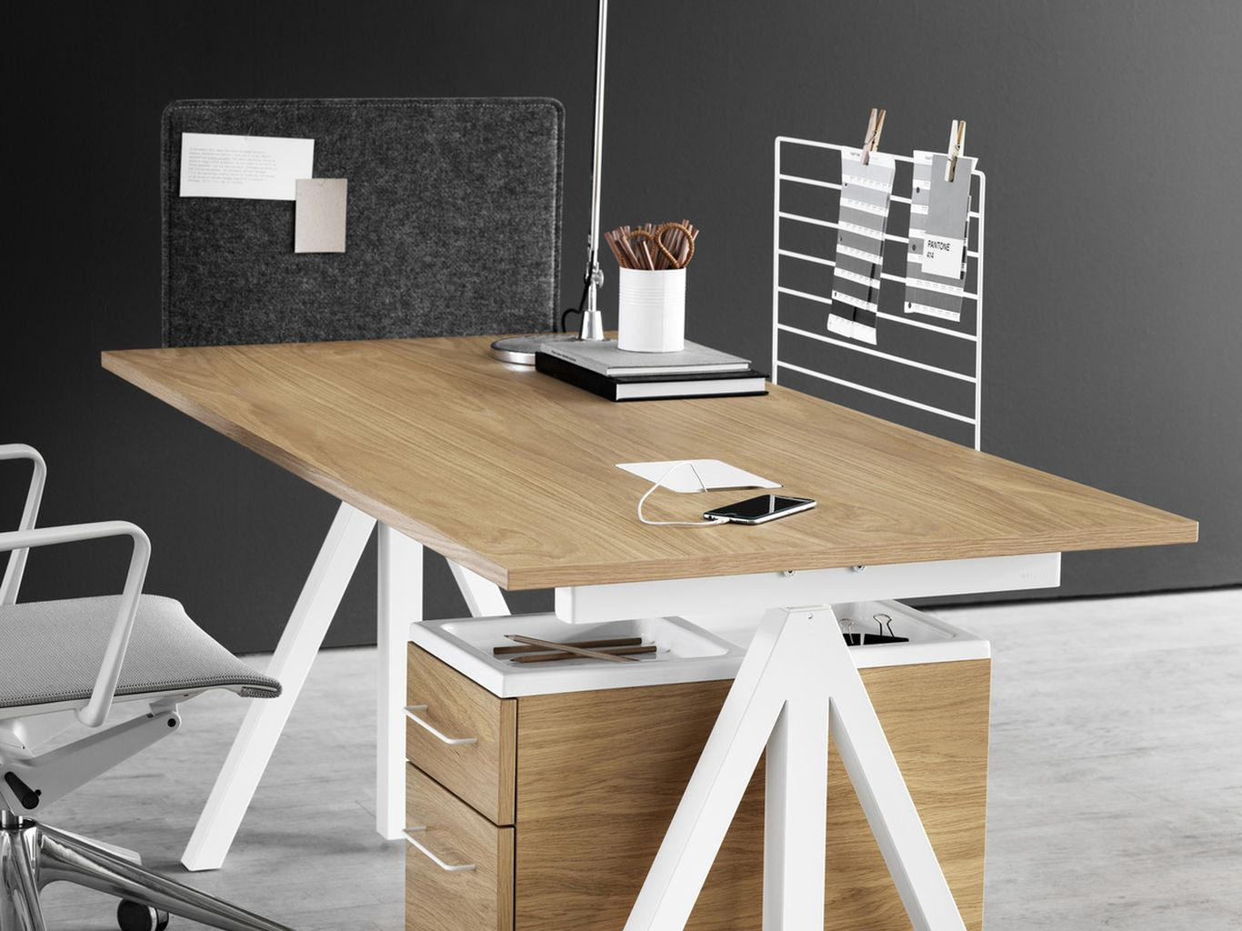 String Furniture Height Adjustable Work Table Oak, 78x120 Cm