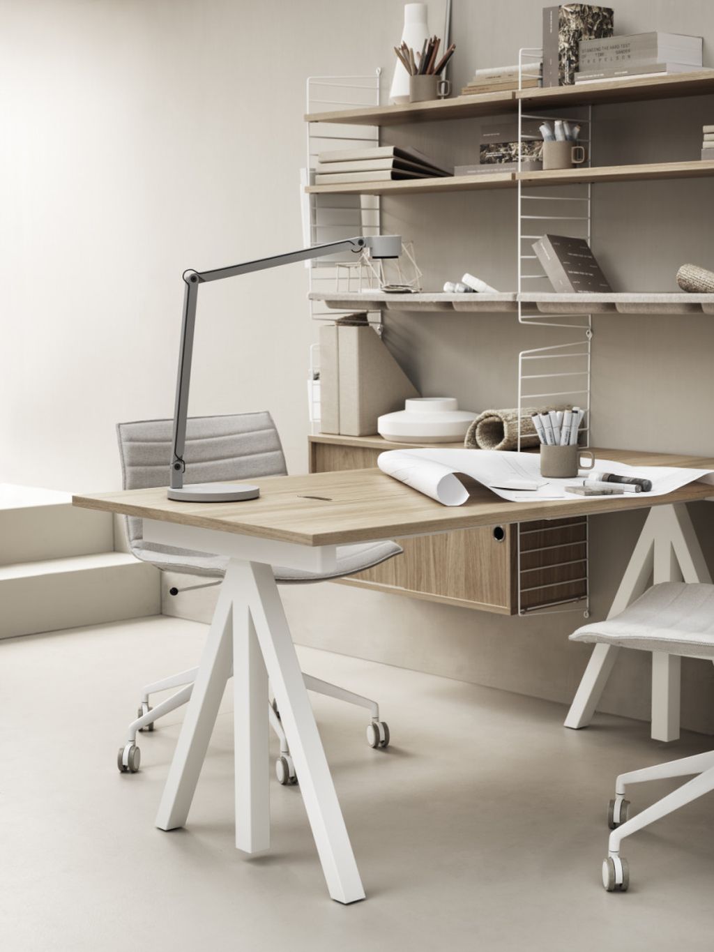 String Furniture Hoogte verstelbare werktafel eiken, 78x160 cm