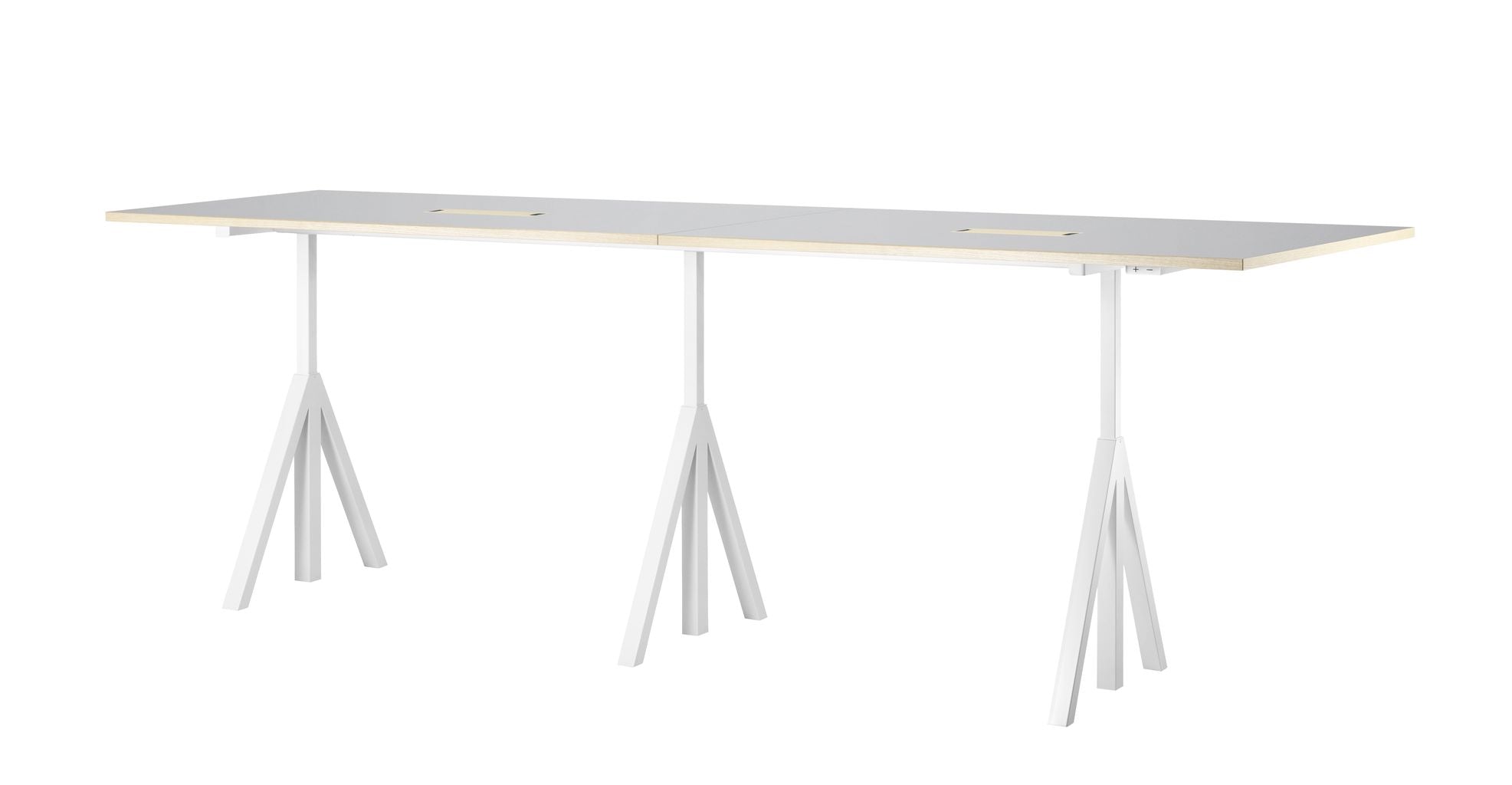 String Furniture Højdejusterbar konferencetabel 90x180 cm, lysegrå linoleum